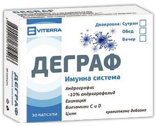 Картинка на кутийската с хранителната добавка Деграф.